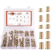 191 PCS Threaded Inserts for Wood, 1/4"-20, 5/16"-18, 3/8"-16 Threaded Wood Inserts Furniture Scr...