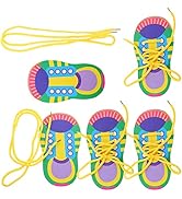 NUOBESTY Shoelace Threading Teaching Toys Learn to Tie Shoelaces Toy Kids Toddlers Fine Motor Ski...