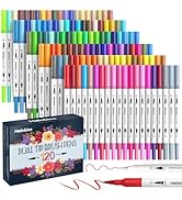 Halobios 120 Dual Tip Art Marker Pens, Color by Number Markers, Professional Brush & Fine Tips Co...