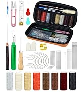 PLANTIONAL Leather Sewing Kit, 47 Pcs Heavy Duty Upholstery Repair Kit with Waxed Thread, Sewing ...
