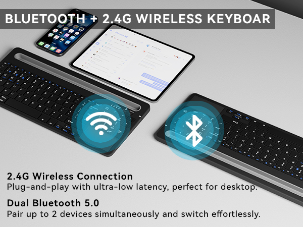 3-in-1 Bluetooth 2.4G USB Wireless keyboard