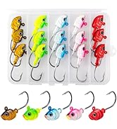 Alwonder 15-Pack Swimbait Jig Heads Kit, Saltwater Fishing Jig Heads Flat Jigs with 3D Eyes High ...