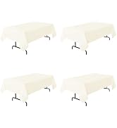 PLOYMONO 4 Pack Ivory Tablecloths 90 x 156 Inch for 8 Foot Rectangle Tables - 8FT Rectangular Bul...