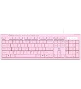 Rii RK907 Ultra-Slim Compact USB Wired Keyboard for Mac and PC,Windows 10/8 / 7 / Vista/XP(Pink)