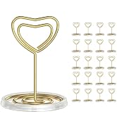 JICYOUP 20 Pack Table Place Card Holders & Place Card Holders with Stable Clear Base, Heart Shape...
