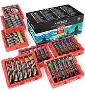 Arteza Watercolor Paint, Set of 60 Colors/Tubes (12 ml/0.4 US fl oz) with Storage Box, Rich Pigme...