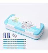 Ristpal Pencil Case with Rule, Cute Cartoon Pen Box Organizer Stationery with Sharpener, School S...