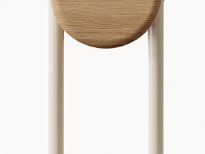 Sequential images showing assembly or installation steps of what appears to be a cylindrical furniture piece with wooden or metal legs.