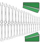 SWANLAKE 32-Piece Combination Wrench Set, SAE and Metric, 1/4"-1" & 7mm-22mm, 12 Point, Chrome Va...