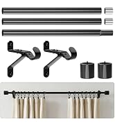 Curtain Rods for Windows 32-58 Inch, 1 Inch Heavy Duty Adjustable Drapery Pole, Matte Black Metal...