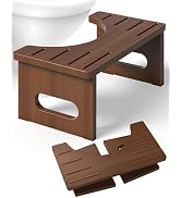 Foldable Toilet Stool, 7 Inch Poop Stool for Bathroom, Bamboo Toilet Stool Squat Adult, Collapsib...