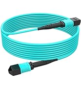 RamboCables 32.8ft/10m MPO-MPO Multi-Mode Fiber Cable, Type B OM3, 12-Core, QSFP+ & QSFP28 Device...