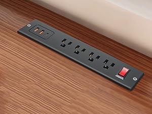 Flush Mount Desktop Power Strip USB C