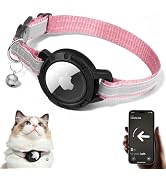 Airtag Cat Collar Breakaway, Reflective Cats Collars with Bell, Cat Tracker Collar with Apple Air...