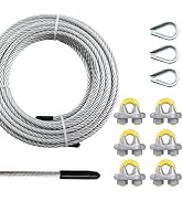 3/8 Steel Cable, PIUM 50Ft Wire Rope, 3/8" Aircraft Cable with 7x19 Strands and 12000lbs Breaking...