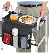 Rhino Valley Walker Tray for Folding Walker, Tray for Walkers with Non-Slip Mat for Food, 3 Front...