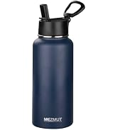 MEZMUT Insulated Water Bottle with Straw 32 oz Metal Water Bottle Leakproof Travel Stainless Stee...