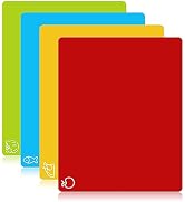 4 Pieces Flexible Cutting Boards, BPA Free Plastic Cutting Boards for Kitchen, Non Slip Cutting M...