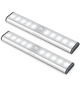 Wireless Motion Sensor Cabinet Lights 10-LED USB Rechargeable Closet Lights LED Under Cabinet Lig...