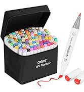 Caliart 121 Colors Alcohol Based Markers, Dual Tip Art Marker Set Chisel & Fine, Permanent Colore...