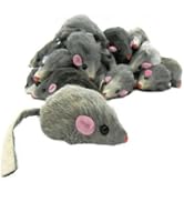 Galyacht 4Pcs Gray Fur Rattle Mouse Cat, Interactive Pet Play Mice, Animal for Cats, Pet Supplies