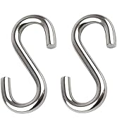 FDKJEJC 2 Pack 3.3-Inch Heavy Duty 304 Stainless Steel S Hooks, Swing Hammock Hooks, Industrial G...