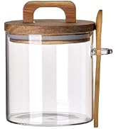 Coriario 23 OZ Glass Jar with Wooden Lid and Spoon Airtight Glass Candy Jars Wide Mouth Clear Gla...