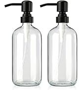 AmazerBath Soap Dispenser, Glass Soap Dispenser with Pump 2 Pack, 17 Oz Hand Soap Dispenser with ...
