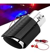 TEMSONE Blue LED Carbon Fiber universal for Car Truck 2.5" Exhaust Muffler Tip Light Flame Racing...
