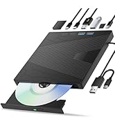 External CD/DVD Drive for Laptop, 7-in-1 DVD Drive for Laptop USB 3.0 & Type-C Portable CD Burner...