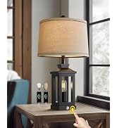 G-SAFAVA 23.75" Retro Farmhouse Black Table Lamp for Living Room Bedroom Nightstand Single Pack T...