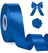 1In 30Yards Royal Blue Satin Ribbon for Flower Bouquet Graduation Wedding | Sleek Glossy, Wear Re...