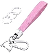 OHKYOOT Leather Wristlet Keychain,Car Key Chain Wrist Keychain with 3 Key Ring and Anti-Lost D Ri...