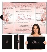 WNINK Rose and Gold Birthday Decorations, Jumbo Happy Birthday Guest Book Alternative Signature S...