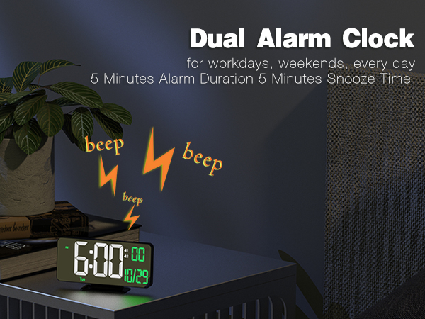 led clock with dual alarm