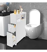 mignonnememe 29.5" Tall Slim Bathroom Storage Cabinet Free Standing Toilet Storage Cabinet with 4...