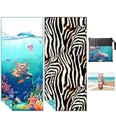 Vimorco Leopard Beach Towels Oversized, Diving Cat 2 Pack Microfiber Lightweight Beach Towel, Ove...