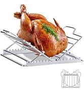 NLOYCOR Adjustable Roasting Rack with Lift for Turkey Chicken, Fits 9x13 Pan, Non-Stick Heavy Dut...