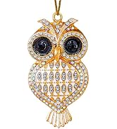 Owl Christmas Ornaments, Handmade Gold Metallic Ornament with Rhinestone, Woodland Bird Ornament,...