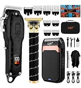LQT Vintage Black Professional Hair Clippers for Men, Cordless T-Blade Beard & Mustache Trimmer K...