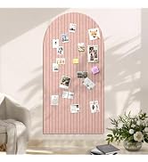 ISusaid Large Arched Felt Bulletin Board, 48"x24", Pink | Cork Board Alternative, 3 Foldable Adhe...