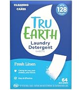 Tru Earth Compact Dry Laundry Detergent - Up to 128 Loads (64 Sheets) - Paraben-Free - Original E...
