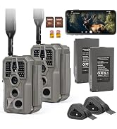 GardePro X66 Pro 2-Pack Cellular Trail Cameras (Non-WiFi), Rechargeable Battery, 64GB SD Cards In...