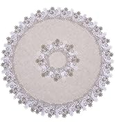 Winotic Natural Neutral Earth Tones Beige Floral Lace Round 15” placemats Set of 2 Doily Table To...
