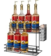 2-Tier Coffee Syrup Stand Organizer - 8 Bottles Syrups Rack for Coffee Bar | Non-slip Syrup Displ...