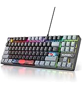 Owpkeenthy 75% Percent Gaming Keyboard Mechanical with Red Switch, 87 Keys Wired RGB TKL Gaming K...