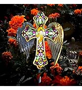YJFWAL Solar Glass Cross Garden Stake Light, Cemetery Decorations for Grave Outdoor Lights, Jesus...