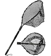 Hlotmeky Large Rubber Landing Net for Saltwater - Heavy Duty Big Fishing Net, Kayak Folding Retra...