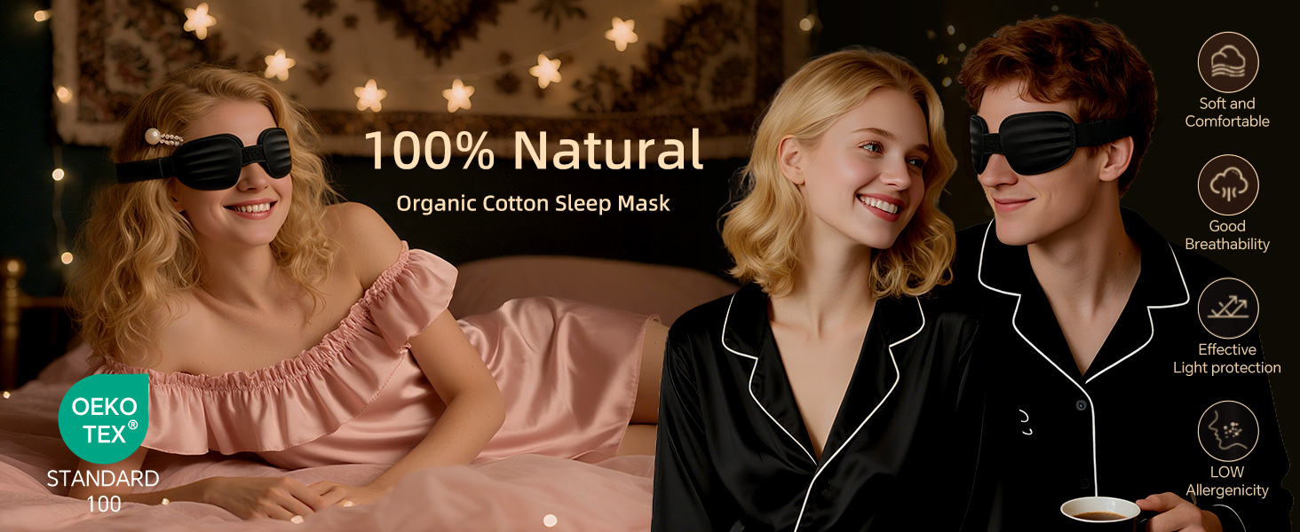 Eye Mask for Sleeping - 100% Blacking Sleep Mask for Men Women