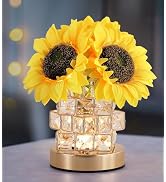 AIHYING Sunflowers Lamp,Rechargeable Cordless Touch Lamp,3-Colour Infinitely Dimming Small Night ...